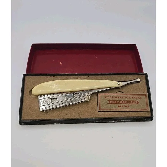 Vintage Durham-Duplex DuBarry Straight Celluloid Safety Razor He-Man's Blade