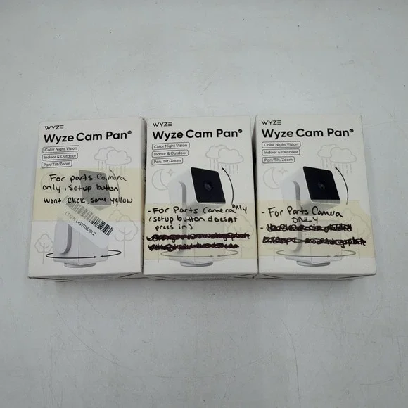 Lot Of 3 Wyze Cam Pan Indoor Outdoor Camera White WYZECPAN3 For Parts