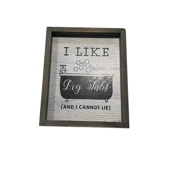 Gray Framed Bath Sign