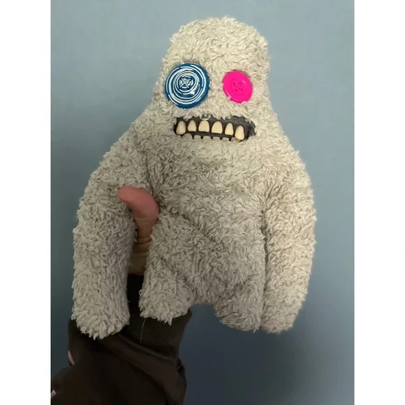 Fugglers Grin Gnashers‎ Grey Plush Monster Button Eye Stuffed Toy