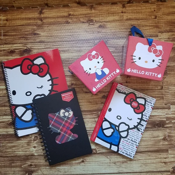 Hello Kitty Red/White Journal & Notebook Set Stationary Office Notepad Sanrio
