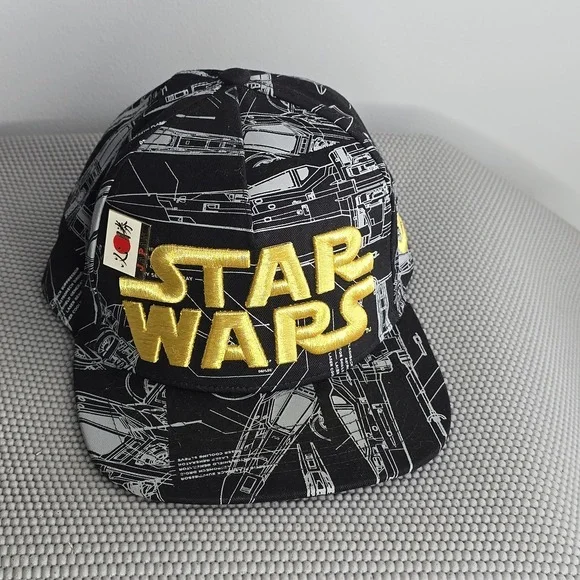 STAR WARS X-WING FIGHTER BLUEPRINT MENS SNAP‎ BACK HAT CAP EMBROIDERED