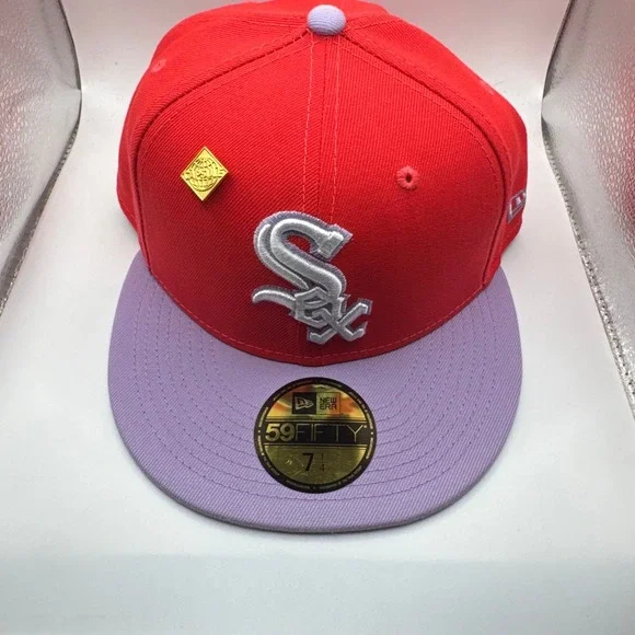 New‎ Era 59FIFTY Chicago White Sox Hat 7 1/4 Red Lavender 2 Tone Color Pack