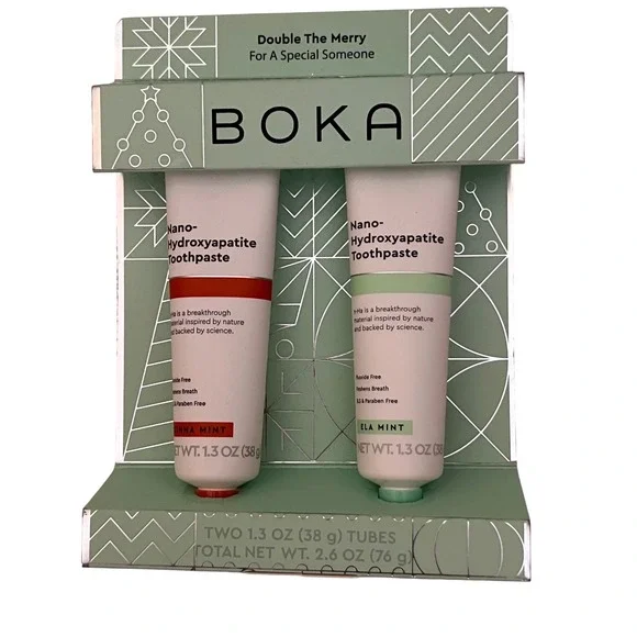 NEW Boka Nano Hydroxyapatite Toothpaste Double‎ The Merry Duo Cinnamon Mint