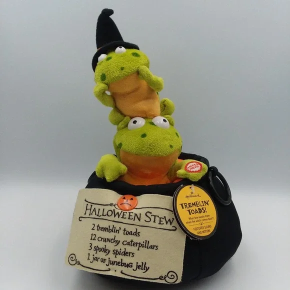 Hallmark Halloween Tremblin' Toads Singing Animated Witches Brew Cauldron *VIDEO