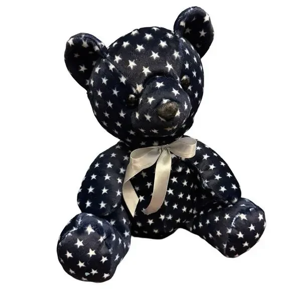 Kellytoy BEANPALS Bear Blue White Stars Plush Stuffed Animal Toy 15