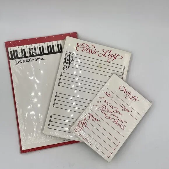 Lot of 3 Sealed Vintage Classical Music Themed Stationary Notepads 80s NOS