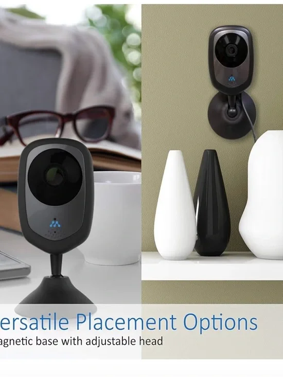 2 Compact Black Home Security Camera - Wireless Indoor Monitoring