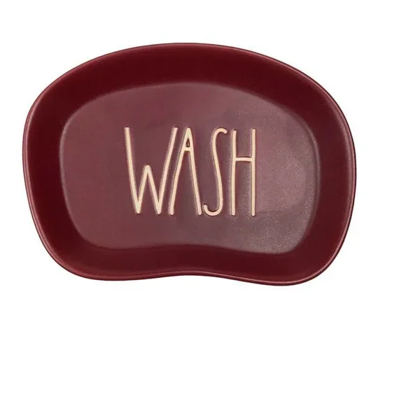 Rae Dunn Burgundy Wine Red Bathroom WASH Soap Dish Artisan Collection by Magenta