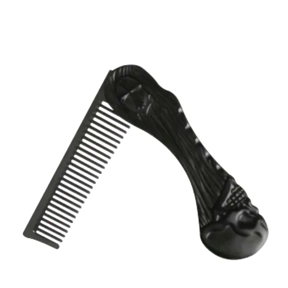 Vintage Skull Pattern Portable Folding Comb Beard Styling Comb Mini Pocket Size
