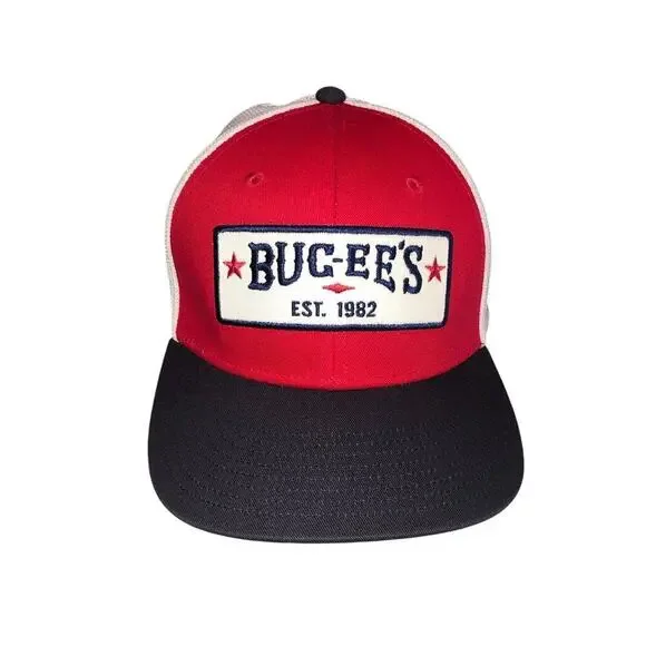 Buc-ee's Hat Baseball Cap Trucker White Blue Red Official Mesh Unisex 7