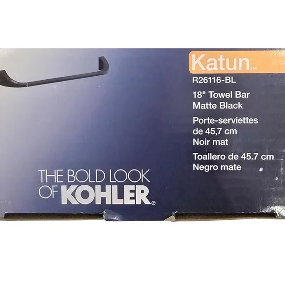 KOHLER Katun 18 in Wall Mounted Towel Bar Matte Black R26116-BL Bathroom