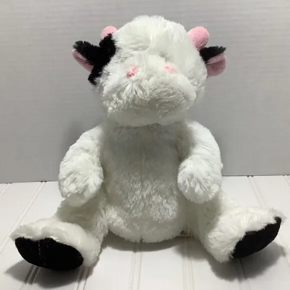KellyToy Cow Hand Puppet 9” Plush White with Black Ears, story time