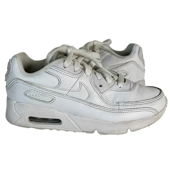Nike Air Max 90 LTR PS White Metallic Silver Sneakers CD6867-100 Size 2.5Y