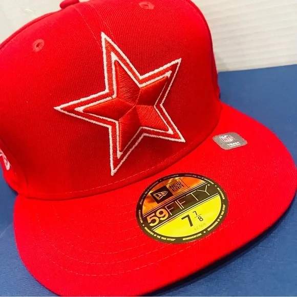 DALLAS COWBOYS 2024 NFL NEW ERA 59FIFTY SUPERBOWL XXVII FITTED HAT CAP RED 7 7/8