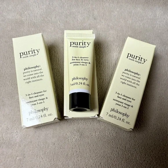 3 Philosophy Purity Made Simple‎ 3-in-1 Cleanser for Face & Eyes 0.24 oz 7 ml