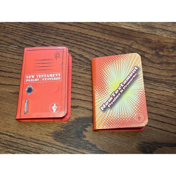 Lot of 2 New Testament Psalms Proverbs Pocket Bible Locker Sunburst Orange Cover