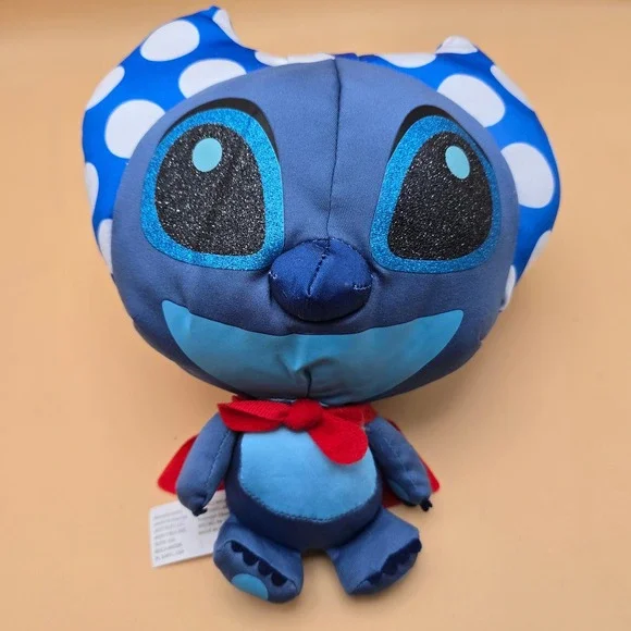 Disney Doorables Puffables‎ Stitch Plush Superhero Red Cape Polka Dot Bow 9 inch