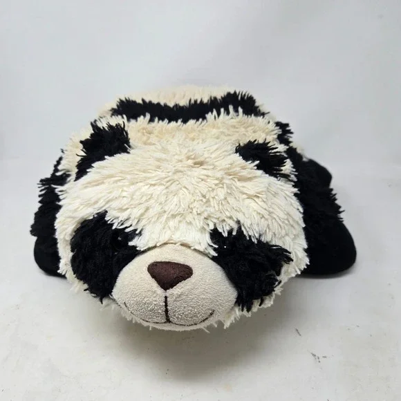 Pillow Pets Panda Bear Plush Stuffed Animal Folding Pillow Black White 18 inch