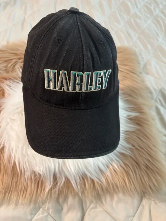 Harley-Davidson Black Cap with Teal and White Embroidery