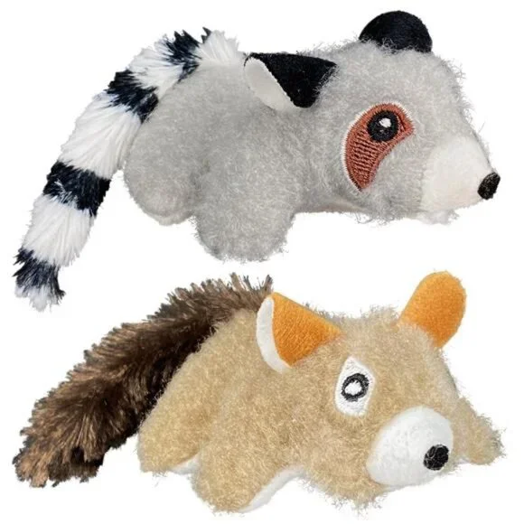 Lemur and Squirrel Plush Multicolor Cat Toy, Crinkle and Catnip, 2