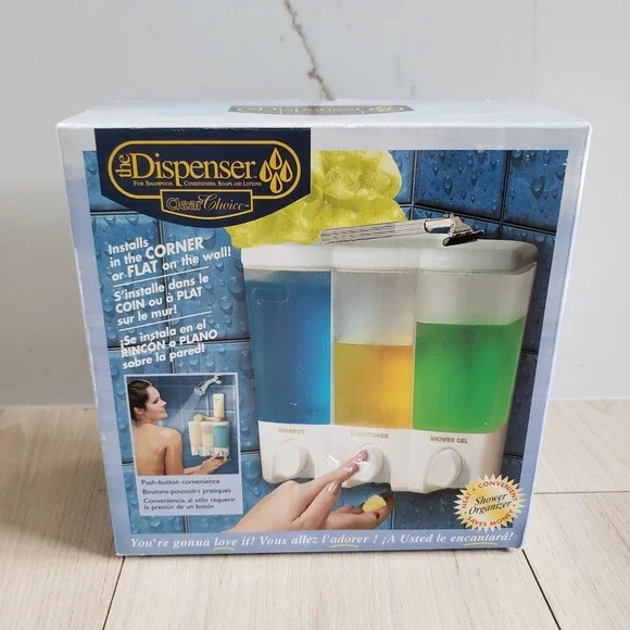Clear Choice The Dispenser 3 Sections Shampoo Soap + Better Living Products NIB