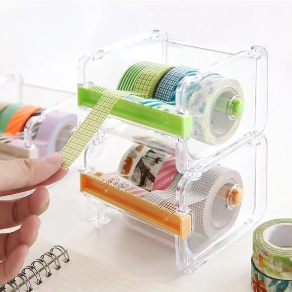 1-4 Pack Washi Tape Dispenser Transparent & Green Acrylic (3 more 4 pack avail)