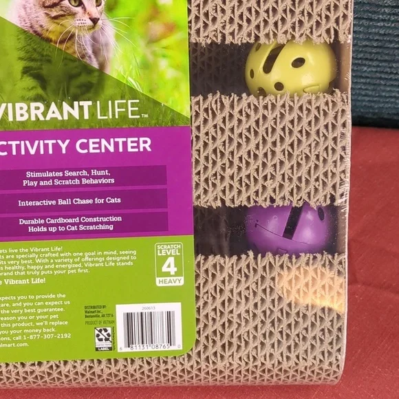 Vibrant Life Kitty Activity Center, Corrugated Cardboard Search Hunt & Scratch