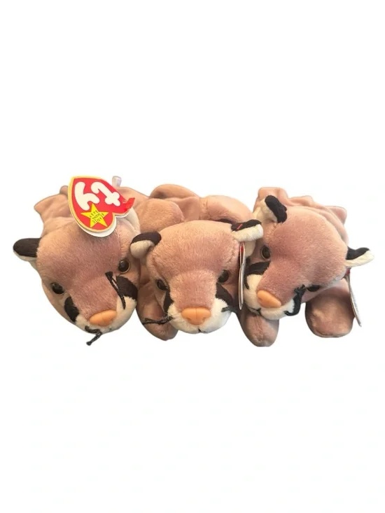 NWT Vintage Ty Beanie Babies Bundle of (3) Canyon Cougar Stuffed Animals