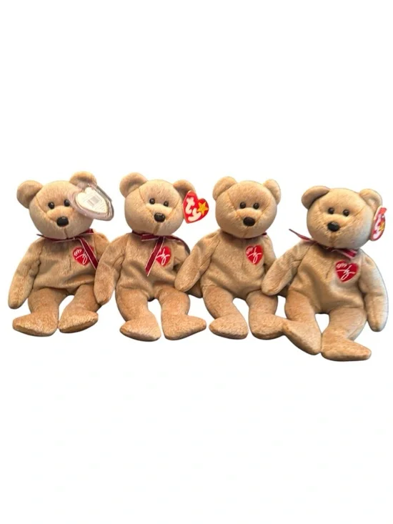 NWT Vintage Ty Beanie Babies Bundle of (4) 1999 Signature Bears Stuffed Animals