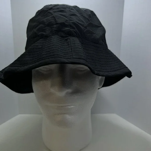 Vintage Signature Multiguard Bucket Hat Black Nylon Hidden Zip Pocket Outdoor