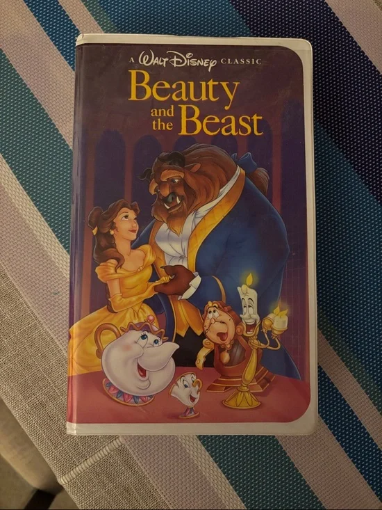 Disney Beauty and the Beast VHS Cover - Blue, Yellow, Purple