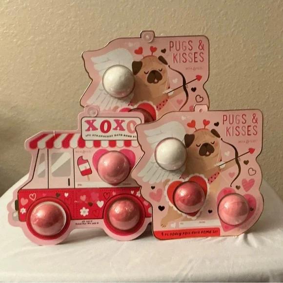 3 Sets of Pink and White Bath Bombs
