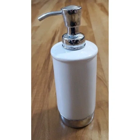 White Silver Ceramic Soap Lotion Dispenser