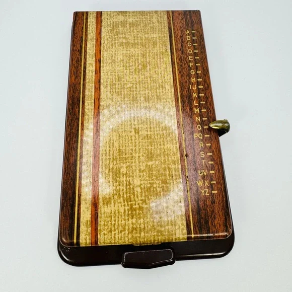 VTG Bates Woodgrain Listfinder Address Phone Book Metal Flip Up Missing Pages