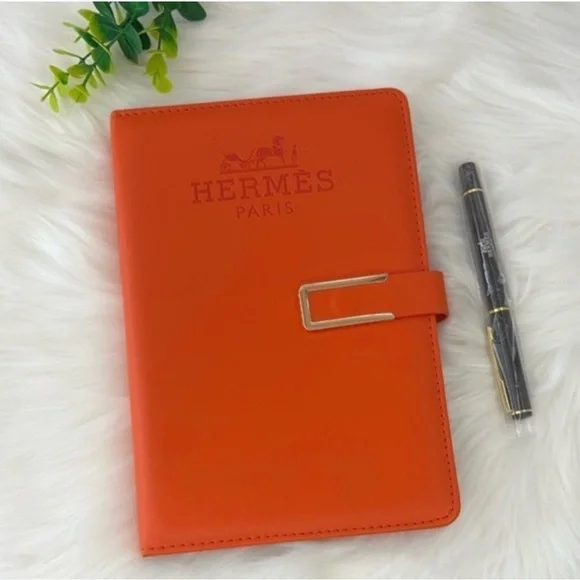 Hermès Orange Leather Notebook Cover