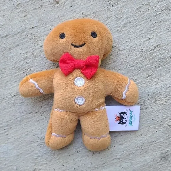 Jellycat mini Gingerbread Fred Plush Toy Brown Red Christmas Hoildays Ornament