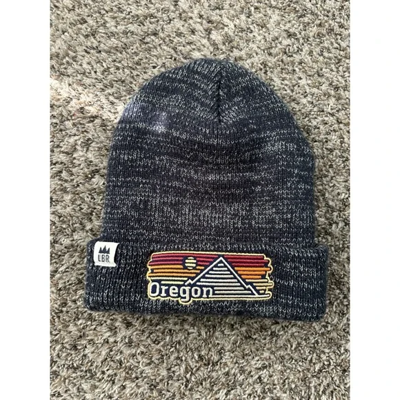 Little Bay Root‎ OREGON Logo Beanie Hat Heathered Blue OSFM
