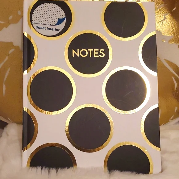 Gold and Black Circle Pattern Notebook