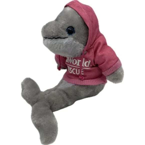 The Petting Zoo Sea World Rescue Plush Dolphin Pink Hoodie‎ 10