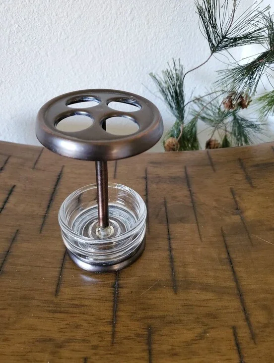 iDesign Bronze & Glass Toothbrush Holder Stand