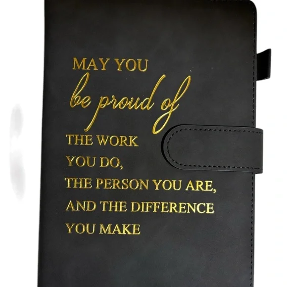 Gray Faux Leather Inspiring Lined Notebook Journal