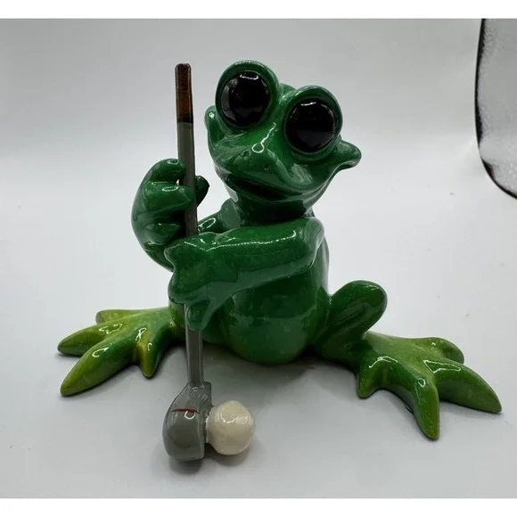 KITTY'S CRITTERS On The Green FROG CERAMIC WITH BOX 2007‎ Golfers Gift