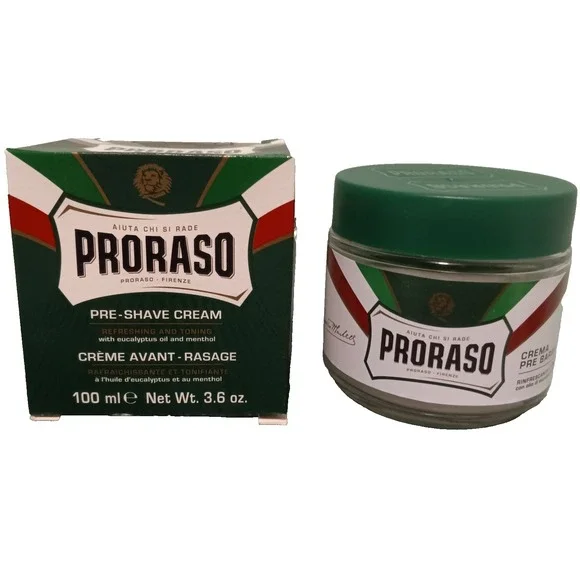 PRORASO Green - Pre Shave Cream - Eucalyptus and Menthol for Men – 100ml 3.6 oz