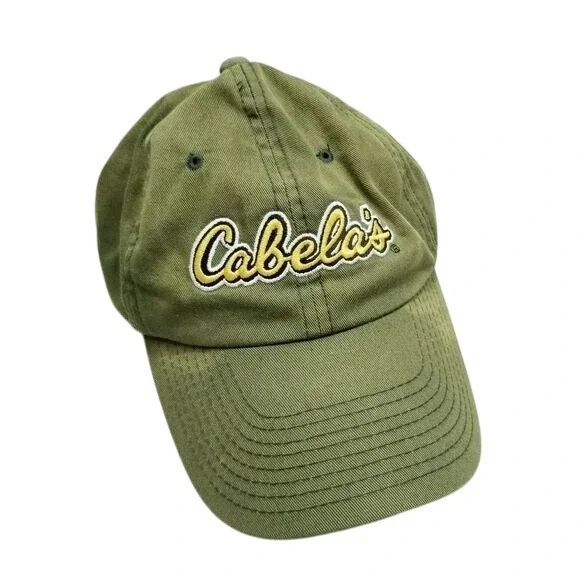 Cabelas Olive Green‎ Embroidered Logo Hat Worlds Foremost Outfitters Adjustable