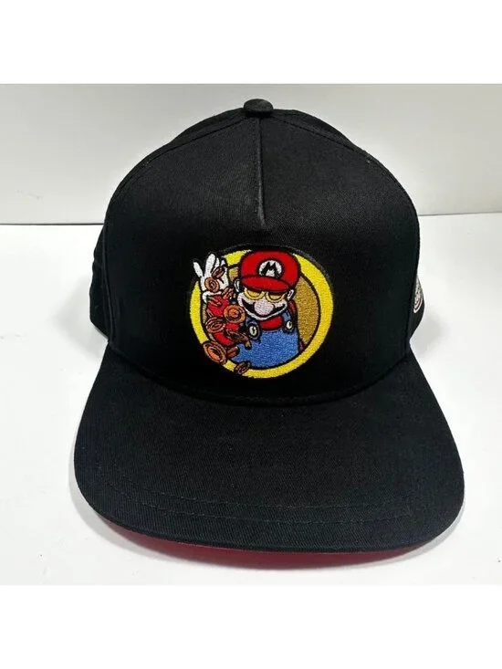 Tony Caps Mario Money Snapback Hat Mens OSFM Black Red Underbrim Flat Bill Cap