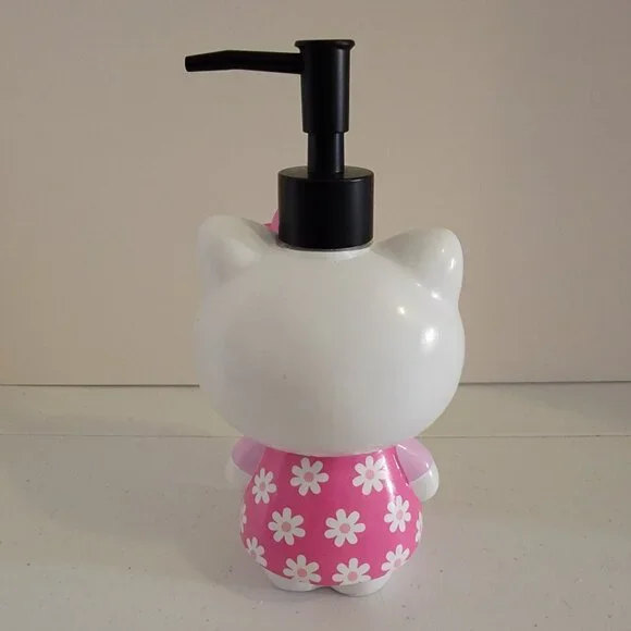 Hello Kitty Soap Dispenser Ceramic Pink Daisy Sanrio Bathroom Decor Pump Bottle