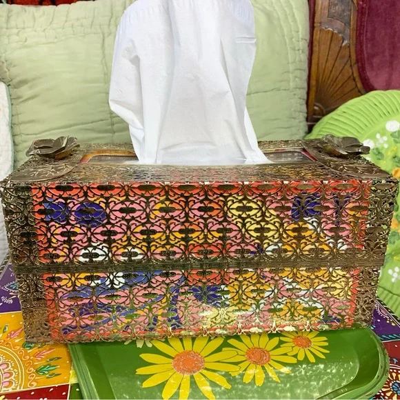MCM Gold Tissue Box Holder