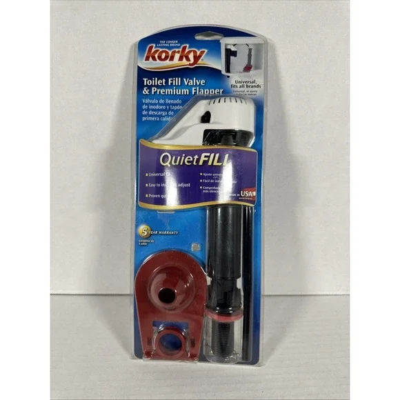 Korky QuietFILL Fill Valve and Standard 2-Inch Rubber Toilet Flapper Kit (818BP)