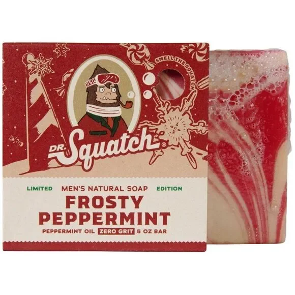Dr. Squatch Men's Holiday Limited Edition Frosty Peppermint Natural Soap